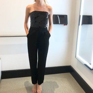 Alice + Olivia black Strapless High-Rise Jumpsuit
